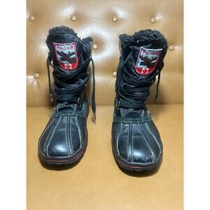 Pajar Canada Snow Boots Mens US 11-11.5 Black Leather Moose Grip Low Waterproof‎